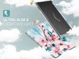 MoKo Case Fits All-New Kindle Fire HD 10 & 10 Plus Tablet (11th Generation, 2021 Release) 10.1", PU Leather Trifold Stand Cover with Translucent Frosted Backshell with Auto Wake/Sleep, Peach Blossom