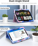MoKo Case Fits All-New Kindle Fire HD 10 & 10 Plus Tablet (11th Generation, 2021 Release) 10.1" - Slim Folding Stand Cover with Auto Wake/Sleep, Pink Blue Bubble