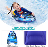 MoKo Inflatable Surfing Bodyboard, Portable Floating Surf Board Slip Slide Raft Summer Water Fun Surfboards Pool Floating Mat with Handles for Pool Beach Water Park