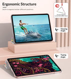 MoKo Case Fit iPad Air 5th/4th Generation 10.9 Inch 2022/2020, Slim Trifold Stand Cover with Soft Frosted Back, Auto Wake/Sleep, Support Touch ID and iPad 2nd Pencil Charging, Fragrant Flowers