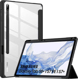 MoKo Case Fits Samsung Galaxy Tab S8 + 12.4 2022 (SM-X800/X806) / Tab S7 FE 12.4-Inch 2021 / Tab S7 Plus 12.4 2020 with S-Pen Holder, Transparent Back Tablet Cover with Auto-Wake, Black