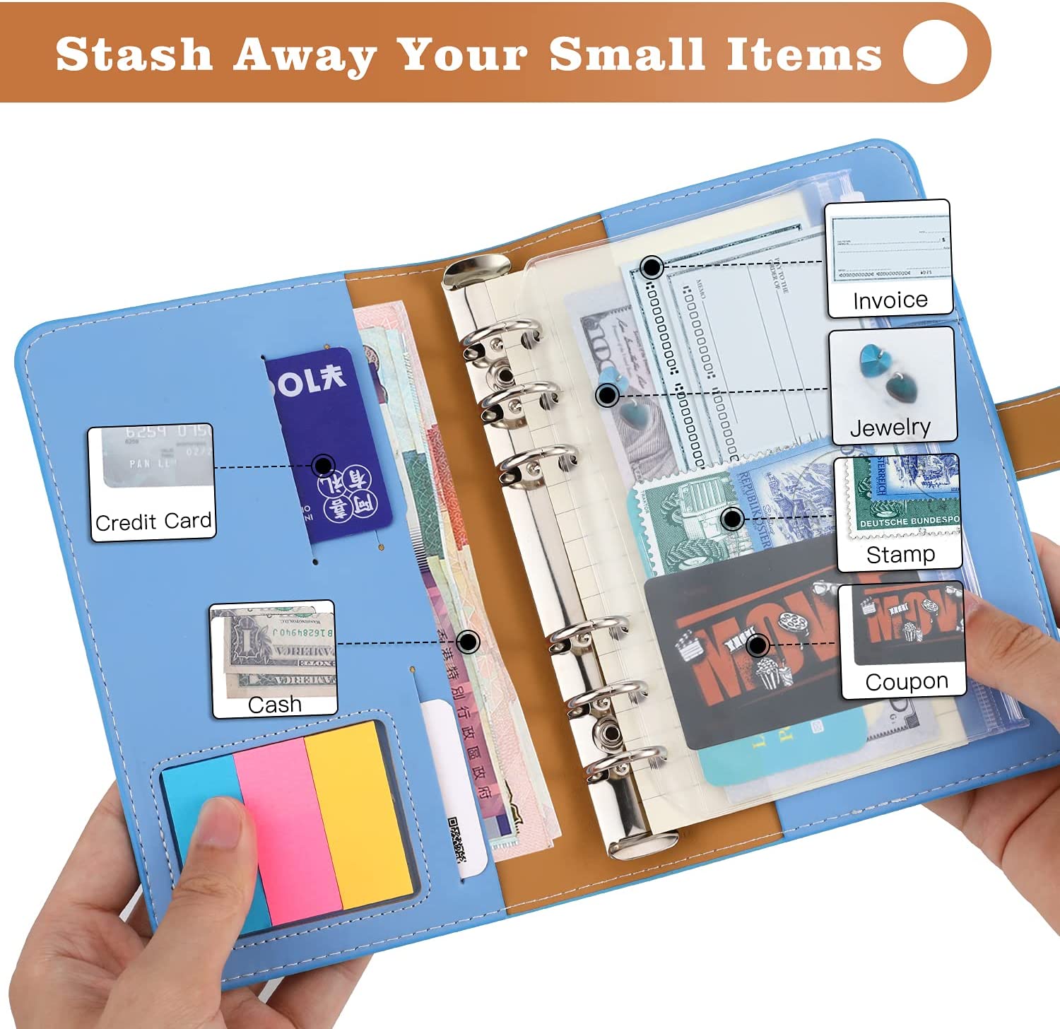 MoKo Budget Binder with Zipper Envelopes,A6 Binder Notebook PU Leather Mokodirect MoKo Budget Binder with Zipper Envelopes,A6 Binder Notebook PU Leather Mokodirect