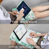 MoKo Tablet Pillow Stand, Soft Bed Pillow Holder Xmas Gift for up to 11" Pad, Fits iPad 10.2"(9th Gen), New iPad Mini 6 8.3" Air 4/3, iPad Pro 11/10.5/9.7, Mini 5 4, Galaxy Tab S6/S7 11", Print Green