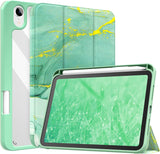 MoKo Case Fit New iPad Mini 6 Case with Pencil Holder (6th Generation 8.3" 2021), Soft TPU Frame Hard PC Clear Transparent Back Shell Smart Cover for iPad Mini 6 2021, Auto Wake/Sleep, Blue Sky Star