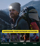 MoKo LED Beanie Hat with Light, Unisex Winter Knitted Warm Hands Free Headlamp Cap for Running Hiking Night Lighted Hat Men Women (Batteries NOT included), Gray