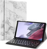 MoKo Keyboard Case Compatible with Samsung Galaxy Tab A7 Lite 8.7-Inch 2021 (SM-T225/T220/T227), Slim Lightweight Stand Cover with Magnetically Detachable Wireless Bluetooth Keyboard, Marble White