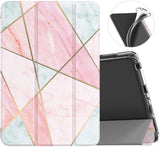 MoKo Case Fits Kindle Fire HD 8 & 8 Plus Tablet (10th Generation, 2020 Release), Soft TPU Translucent Frosted Back Cover Slim Smart Shell Auto Wake/Sleep - Geometric Marble Pink