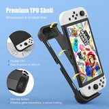 MoKo Protective Case Compatible with Nintendo Switch OLED Model 2021, TPU Ergonomic Grip Cover Case with Shock-Absorption and Anti-Scratch Design for Nintendo Switch OLED Console and Joy-Con, Black