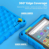 MoKo Case Fits Kindle Fire HD 8 & 8 Plus Tablet (10th Generation, 2020 Release), Kids Shock Proof Square Light Weight Protective Cover - Blue