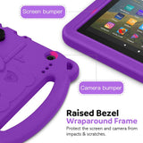 MoKo Case Fits Kindle Fire HD 8 & 8 Plus Tablet (10th Generation, 2020 Release), Shockproof Heavy Duty EVA Kids-Friendly Cover with Hand-Grip Convertible Stand - Purple