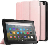 MoKo Case Fits All-New Kindle Fire HD 8 Tablet/Fire HD 8 Plus Tablet(10th Generation, 2020 Release) Case, Lightweight Slim Shell Shockproof PC BackShell Stand Cover with Auto Wake/Sleep - Rose Gold