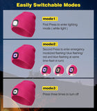 MoKo LED Beanie Hat with Light, Unisex Winter Knitted Warm Hands Free Headlamp Cap for Running Hiking Night Lighted Hat Men Women (Batteries NOT included), Magenta