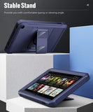 MoKo Case Fits with Amazon All-New Kindle Fire 7 Tablet (2022 Release-12th Generation) Latest Model 7", Full Body Rugged Hands-Free Viewing Stand Back Cover with Screen Protector, Dark Blue