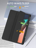 MoKo Case for Xiaomi Mi Pad 5/Mi Pad 5 Pro 11" Tablet 2021 Case with S-Pen Holder, Tablet Trifold Cover Case Transparent PC Back Shell with Xiaomi Stylus Pen Slot/Auto-Wake, Black