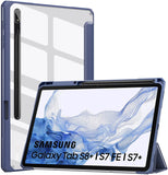 MoKo Case Fits Samsung Galaxy Tab S8 + 12.4 2022 (SM-X800/X806) / Tab S7 FE 12.4-Inch 2021 / Tab S7 Plus 12.4 2020 with S-Pen Holder, Transparent Back Tablet Cover with Auto-Wake, Rose Gold