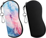 MoKo Sunglasses Soft Case 2 Pack, Ultra Light Portable Neoprene Zipper Glasses Case, Eyeglass Safety Pouch Box with Belt Clip