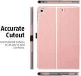 MoKo Case Compatible with Apple New iPad Mini 5 2019 (5th Generation 7.9 inch) - Slim Folding Stand Folio Cover Case with Auto Wake / Sleep and Document Card Slots, Multiple Viewing Angles - Rose Gold