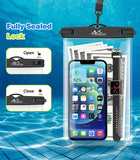 MoKo Waterproof Phone Pouch [2 Pack], 9.45" x 5.71" IPX8 Waterproof Phone Case Bag Dry Bag Compatible with iPhone 13 Mini/12 Pro/11 Pro Max X/Xr/Xs, SE 3/2, Galaxy S22/S21, Note 10/9/8, Black & Black