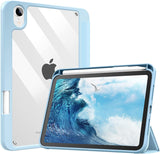 MoKo Case Fit New iPad Mini 6 Case with Pencil Holder (6th Generation 8.3" 2021), Soft TPU Frame Hard PC Clear Transparent Back Shell Smart Cover for iPad Mini 6 2021, Auto Wake/Sleep, Blue Sky Star