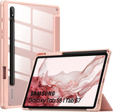 MoKo Case for Samsung Galaxy Tab S8 11" 2022 (SM-X700/SM-X706)/Tab S7 11" 2020 Case with S-Pen Holder, Tablet Trifold Cover Case Transparent PC Back Shell with Back Pen Slot/Auto-Wake, Black