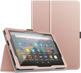 MoKo Case Fits Kindle Fire HD 8 & 8 Plus Tablet (10th Generation, 2020 Release), Slim Folding Stand Cover with Auto Wake/Sleep - Black & White Magnolia