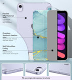 MoKo Case Fit New iPad Mini 6 2021 (6th Generation 8.3 inch), Soft TPU Translucent Frosted Back Cover Slim Smart Shell Stand Folio Case for iPad Mini, Auto Wake/Sleep, Marble Gold Blue