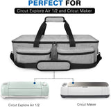 MoKo Carrying Bag for Cricut Explore Air 1 & Air 2 / Cricut Maker, Heavy Duty Tote Bag Storage Case Compatible with Cricut Explore Air and Maker Cutting Machine and Accessories - Light Gray