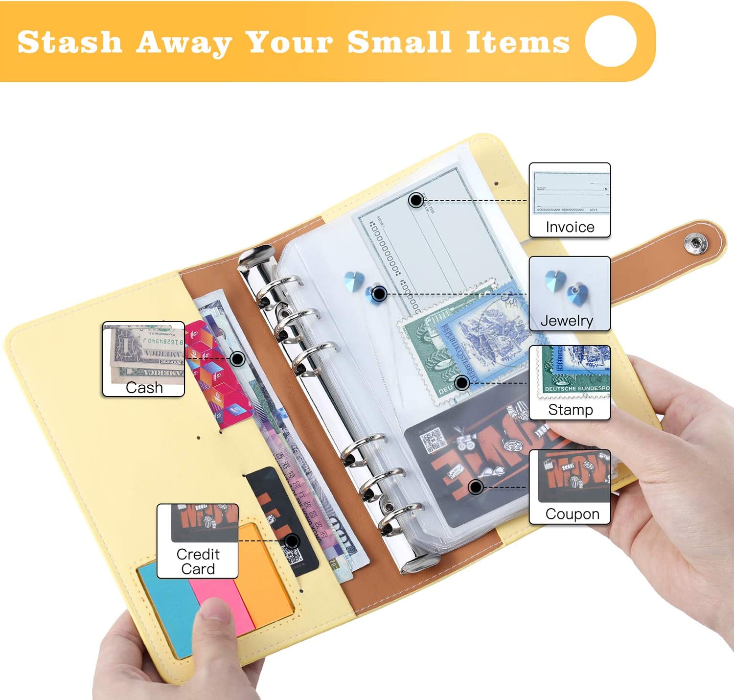 MoKo Budget Binder with Zipper Envelopes,A6 Binder Notebook PU Leather Mokodirect MoKo Budget Binder with Zipper Envelopes,A6 Binder Notebook PU Leather Mokodirect