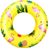 MoKo Flamingo Inflatable Pool Floats for Kids Adults, 31.5" Diameter Swim Rings Swimming Pool Float Tube Cute Round Swimming Tube Water Fun Beach Pool Toys with Repair Patch for Summer Party - Yellow