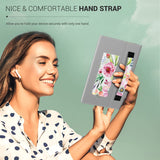 MoKo Universal Case for 6",6.8",7" Kindle eReaders Fire Tablet - Kindle/Kobo/Voyaga/Lenovo/Sony Kindle E-Book Tablet, Lightweight PU Leather Folio Shell Cover Case, with Hand Strap/Kickstand, Flowers