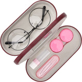 MoKo Double Eyeglass Case, Contact Lens Case with Mirror Tweezers Remover, 2 in 1 Double Sided Portable Contact Lens Box Holder Container