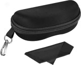 MoKo Storage Case for Safety Sunglasses, EVA Semi Hard Shell Sunglasses Case with Belt Clip, Scratch-Resistant Protective Eyeglasses Carrying Case, Black