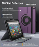 MoKo Case Compatible with All-New Fire HD 8/HD 8 Plus Tablet(10th Generation,2020 Release), Full-Body Hard Back Cover 90 Degree Rotating Adjustable Stand Cover Case with Auto Wake/Sleep, Purple