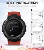 MoKo Sport Strap Compatible with Huami Amazfit T-Rex/T-Rex Pro, Soft Silicone Watch Band Adjustable Wristband Replacement Watchband with Tools, Red