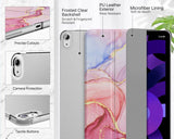 MoKo Case for iPad Air 5th Generation 2022/ iPad Air 4th Generation 2020 10.9 Inch, Trifold Stand Cover Hard PC Back, Support Touch ID iPad Pencil 2nd Charging, Auto Wake/Sleep,Light Pink Gold Marble