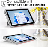 MoKo Case Fit Microsoft Surface Go 3 (2021)/ Surface Go 2 2020 / Surface Go 2018, All-in-One Protective Cover Case with Pen Holder Hand Strap, Compatible with Type Cover Keyboard - Pink + Gray