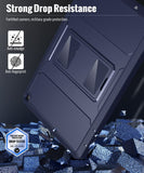 MoKo Case Fits All-New Kindle Fire HD 10 & 10 Plus Tablet (11th Generation, 2021 Release) 10.1", Full Body Rugged Hands-Free Viewing Stand Back Cover with Screen Protector, Dark Blue