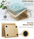 MoKo Wood Laptop Stand, Wooden Laptop Stand for Desk, Ergonomic Computer Cooling Holder, Natural Wooden Texture Desktop Notebook Stand Fits MacBook/iPad/Surface/Dell/Chromebook Laptops 11-17", Brich