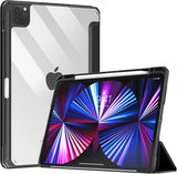 MoKo Case Fit New iPad Pro 11 Inch Case 2021 (3rd Gen)/iPad Pro 11 2020/2018 with Pencil Holder, Soft TPU Frame Hard PC Clear Transparent Back Shell Smart Cover, Auto Wake/Sleep, Green