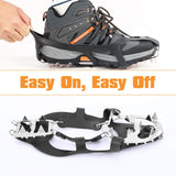 MoKo Ice Cleats 1 Pair, Walk Traction Ice Crampons for Shoes Boots for Men Women, Anti-Skid Snow Grips with 18 Stainless Spikes for Walking, Hiking, Trekking, Climbing, Mountaineering