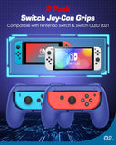 MoKo Grip for Nintendo Switch OLED Model Joycon & Switch Joy-Con, [2-Pack] Ergonomic Hand Grip Controller Handle Kit Compatible with Nintendo Switch/Switch OLED 2021 Joy Cons Controllers, Indigo