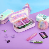 MoKo Pencil Case for Girls, Students Cute Pen Pencil Pouch Holder Desk Organizer with Double Zippers and Key Chains for Middle High School Office College Student Women Adult Teen - Purple