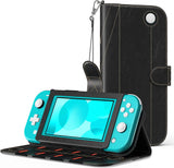 MoKo Case Compatible with Nintendo Switch Lite, PU Leather Anti-Scratch Cover with Inside Pocket, Built-in 8 Game Card Slots, Dust-Proof Protective Case Compatible with Switch Lite 2019 - Black