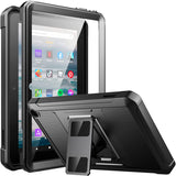 MoKo Case Fits with Amazon All-New Kindle Fire 7 Tablet (2022 Release-12th Generation) Latest Model 7", Full Body Rugged Hands-Free Viewing Stand Back Cover with Screen Protector, Gray/Pink