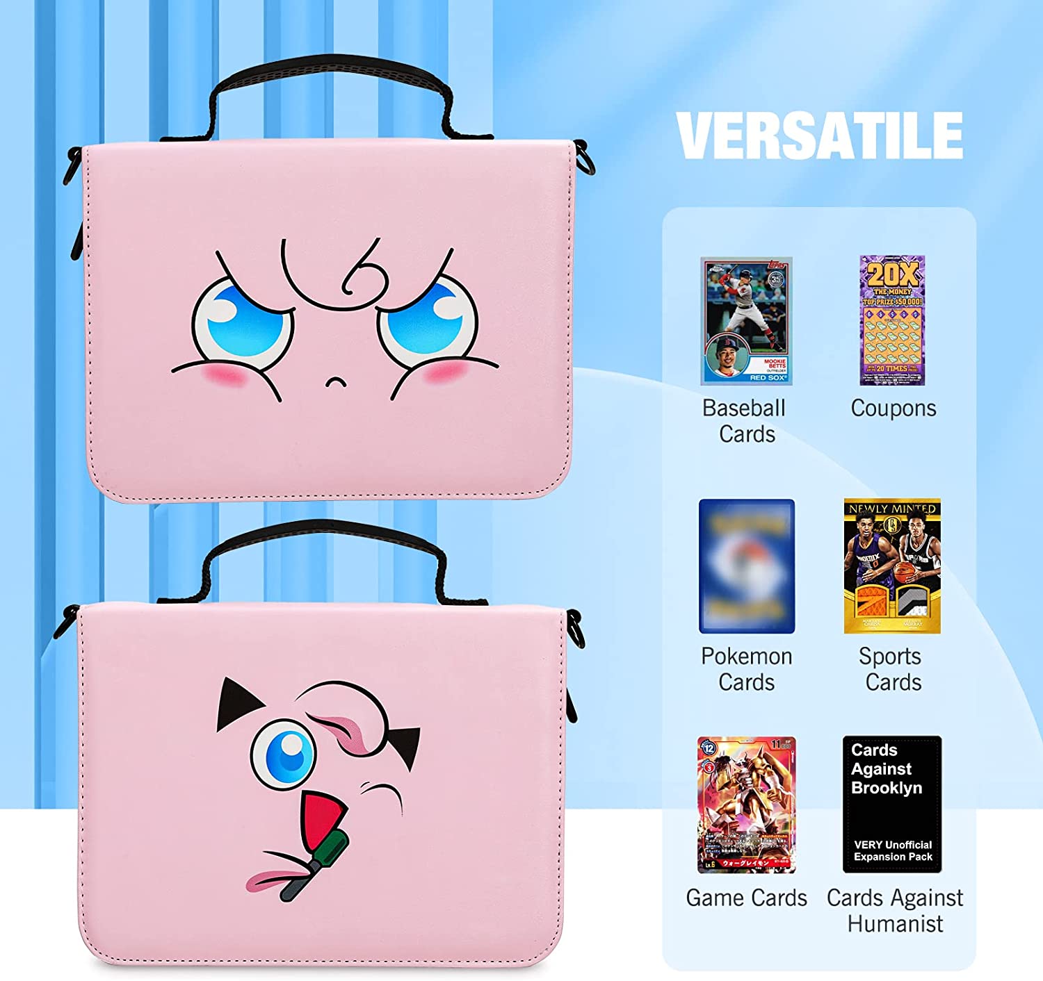 MoKo Card Binder for Pokemon Cards Binder 4-Pocket, 400 Pockets Tradin Mokodirect MoKo Card Binder for Pokemon Cards Binder 4-Pocket, 400 Pockets Tradin Mokodirect
