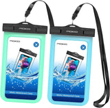MoKo Waterproof Phone Pouch Holder [2 Pack], Underwater Cellphone Case Dry Bag with Lanyard Armband Compatible with iPhone 13/13 Pro Max/iPhone 12/12 Pro Max/11 Pro Max, X/Xr/Xs/SE 3, Samsung S21/S10