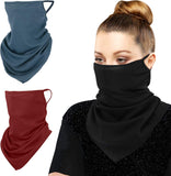 MoKo Scarf Mask Bandana with Ear Loops 3 Pack, Neck Gaiter Balaclava Dust UV Sun Protection Outdoors Face Mask for Women Men
