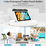 MoKo Waterproof Tablet Pouch Holder Dry Bag for Bathroom Kitchen Stand Case Compatible with iPad Mini 6/5/4/3, Galaxy Tab Pro 8.4, Tab S2/Tab E/Tab A 8.0 8.4, Fire HD 8/Fire 7 Up to 8.5", White