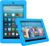 MoKo Case for All-New Amazon Fire 7 Tablet (7th Generation, 2017 Release Only) - Light Weight Shock Proof Soft Silicone Back Cover [Kids Friendly] for Fire 7, Blue
