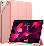 MoKo Case Fit iPad Air 5th/4th Generation 10.9 Inch 2022/2020 with Pencil Holder, [Support Touch ID and iPad 2nd Pencil Charging/Pair], Trifold Stand Smart Case Soft TPU Back, Green
